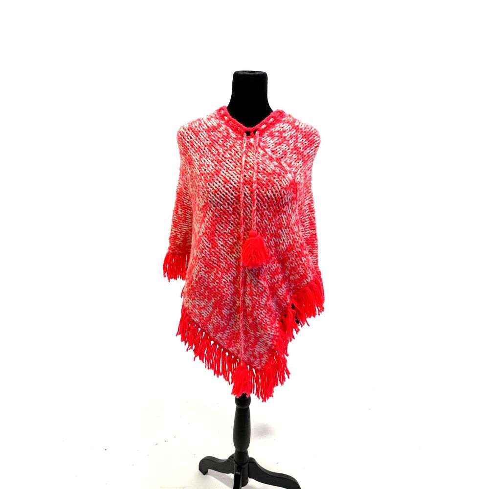Neon Pink Knitted Poncho